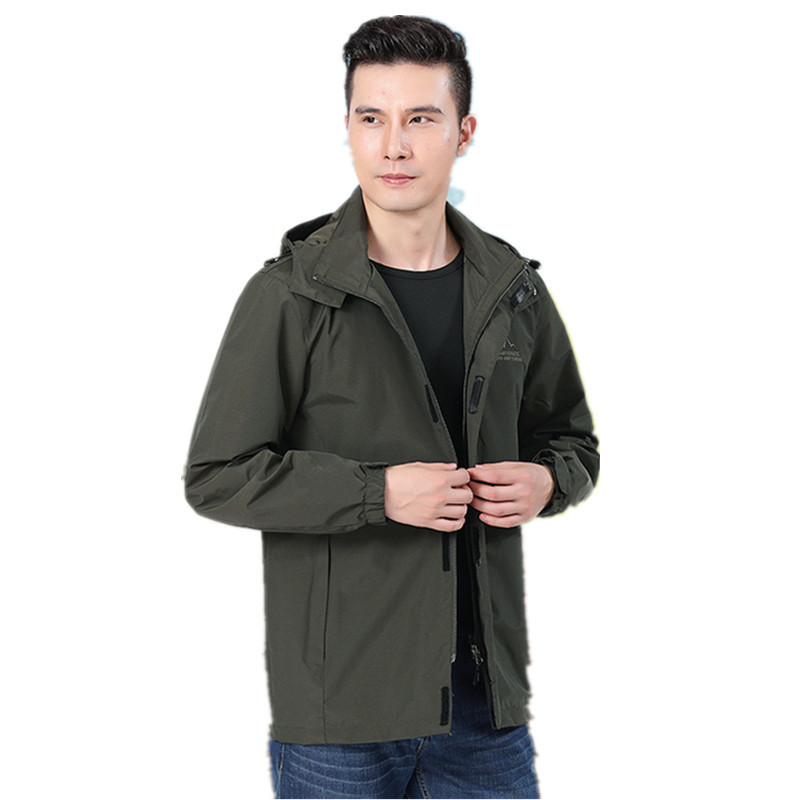

2020 New Fashion fat Autumn Men plus Size Jacket Outdoor Casual Coat Windbreaker spring Hooded Jacket Large Size Clothing, Black