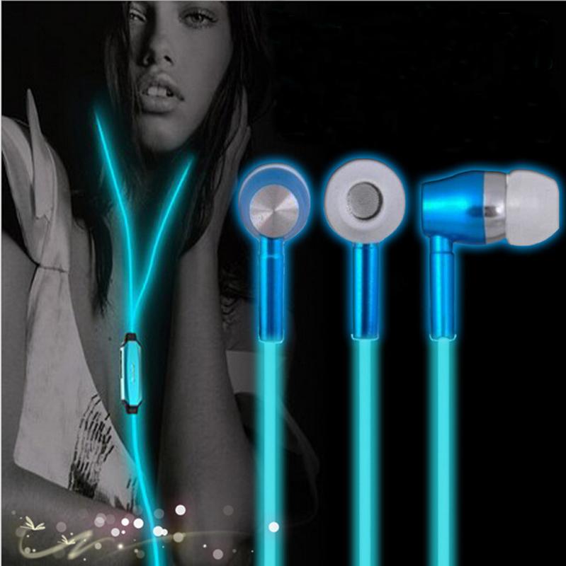 

Glow In The Dark Luminous Night Light Glowing Headset In-Ear Stereo Handsfree With Mic For All Cellphone