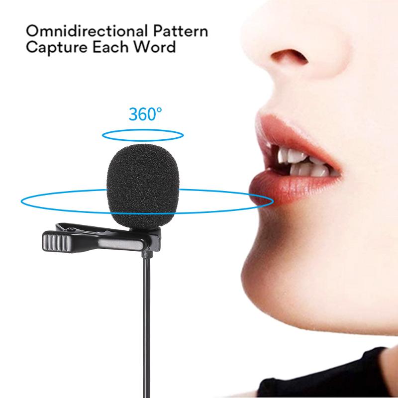 

GL-119 3.5AUX Lavalier Microphone Omni Directional Condenser Microphone Superb Sound for Audio and Video Recording Black