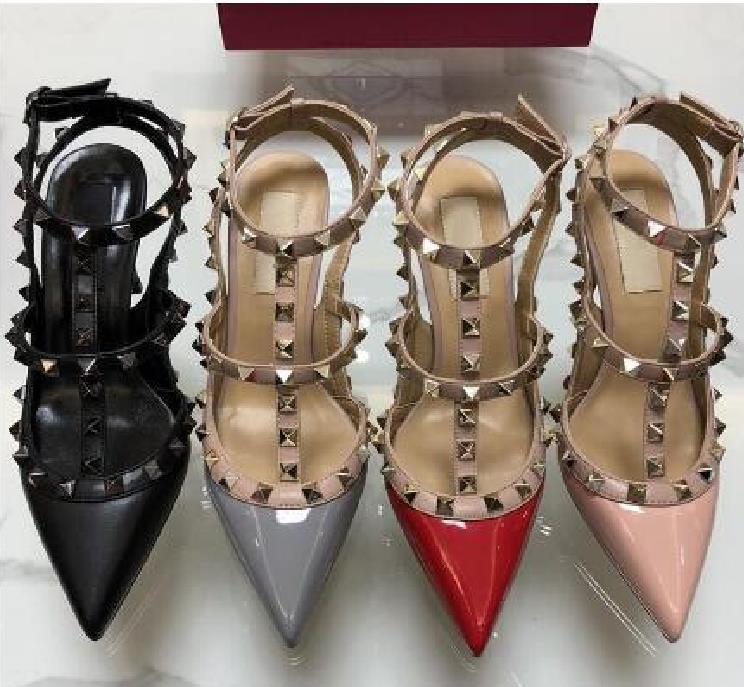 

new High Heels Dress Shoes Party Fashion Rivets Girls Sexy Pointed Toe Shoes Buckle Platform Pumps Wedding Shoes Black White Pink Color, A1
