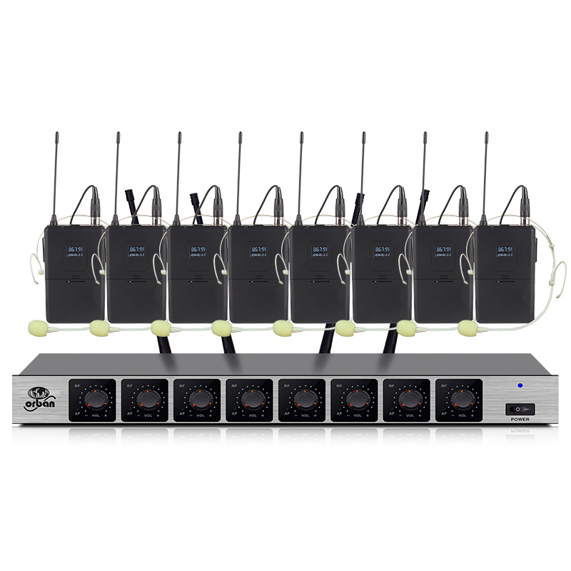 

Professional wireless microphone system 8-channel head-mounted microphone family party activities school stage