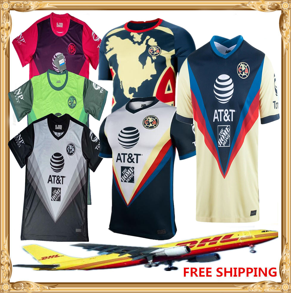 

DHL Free shipping 20 21 Club America soccer Jerseys home away 2020 2021 LIGA MX Club America soccer Jerseys Size can be mixed batch, Black;yellow