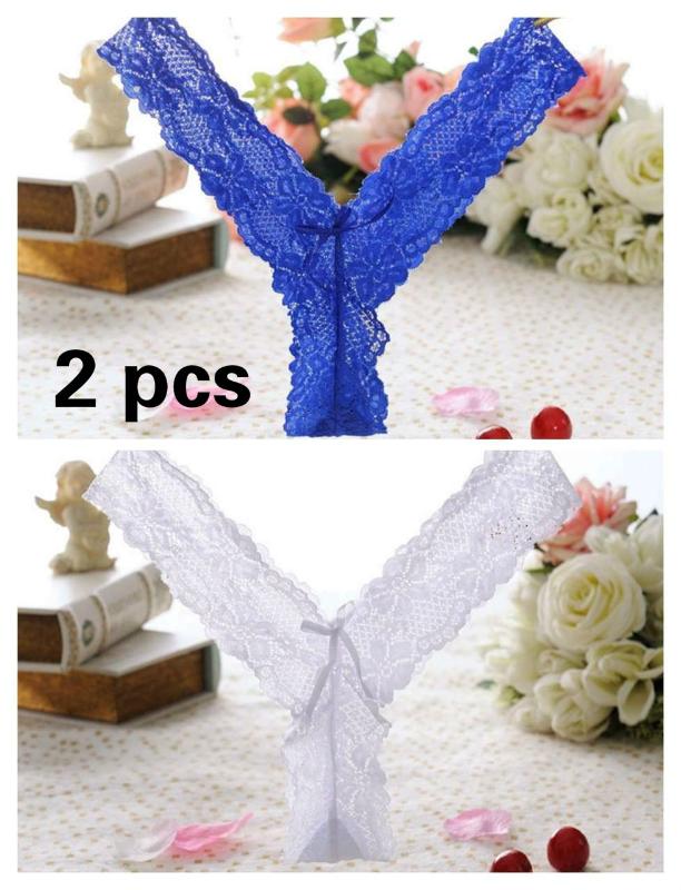

2 pcs Women's Sexy Panties G String Lace Underwear Sexy Thongs Transparent Panties Japanese Style Hot Selling Transparent Panty, White