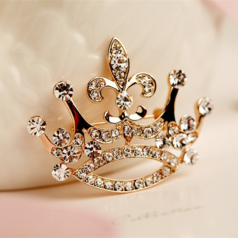 

Hot Fashion Charm Crystal Crown Brooch Retro Big Royal Rhinestones Brooches Woman Jewelry Wedding Corsage Handmade Fine Gift