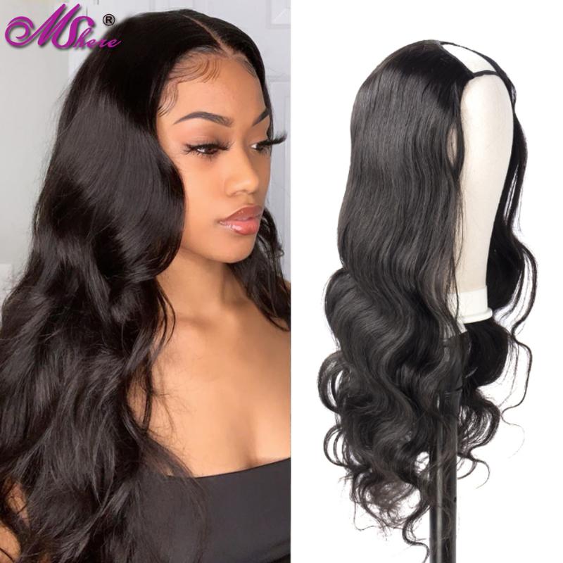 

U Part Wig body Hair Machine Human Hair Wig For Women U Part Human Pre Plucked 150% Remy Brazilian Mshere, As pic