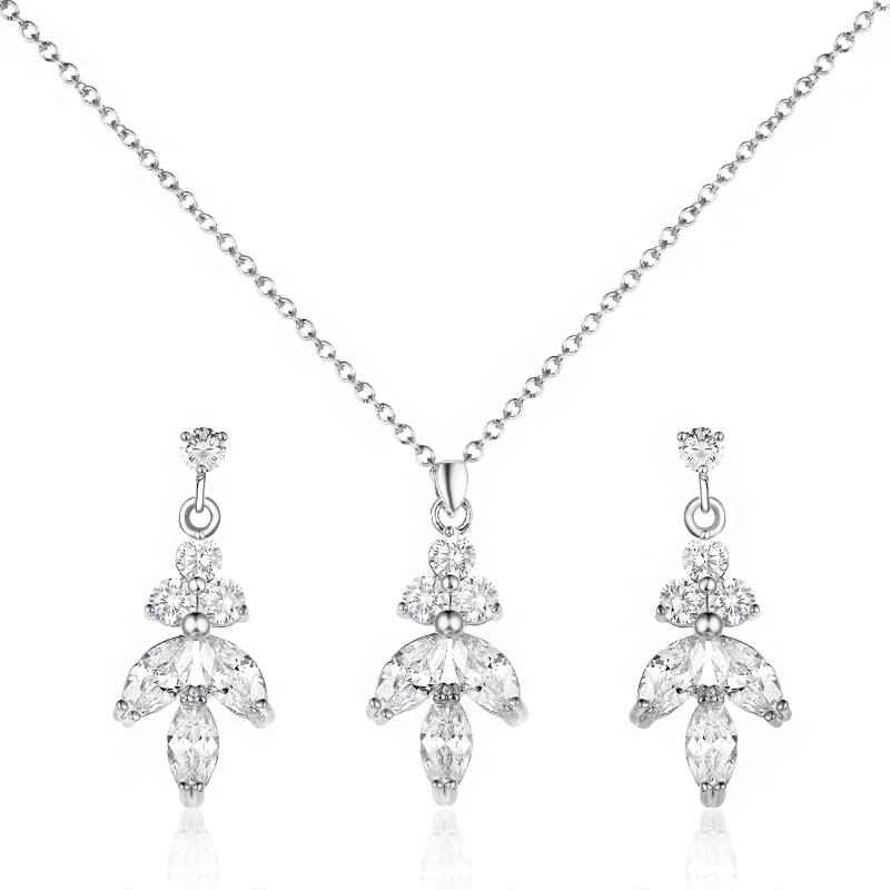 

WEIMANJINGDIAN Gorgeous Sparkling Cubic Zirconia CZ Simple Style Pendant Necklace and Earring Jewelry Set, As pic