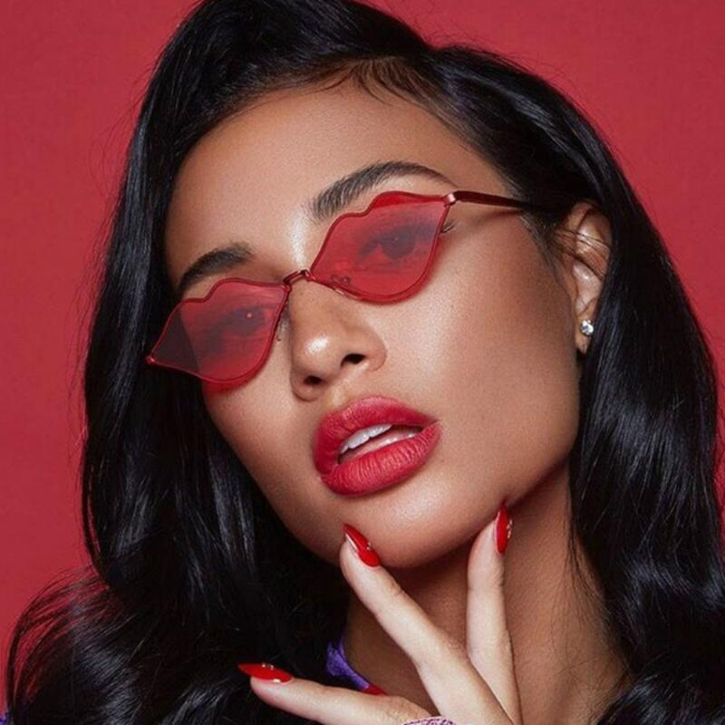 

Creative sunglasses Small Frame Sunglasses Women Retro Lips Mirror Metal Vintage Brand Designer Essential tools for modeling