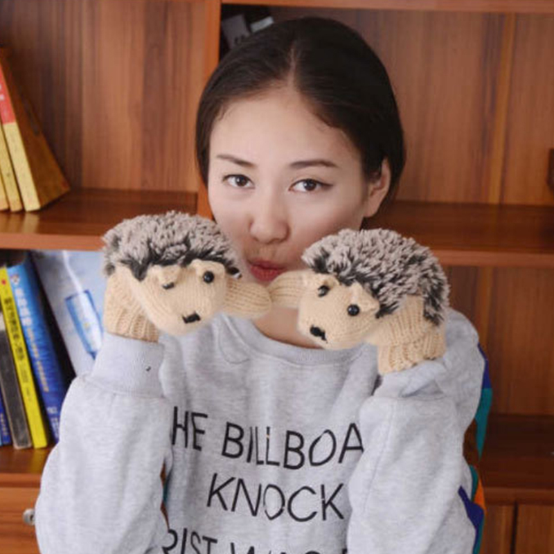 

Women Cute Gloves Winter Kawaii Cartoon Plush Soft Fingerless Lovely Animal Handwear Keep Warm Fleece Outdoor Mittens Female
