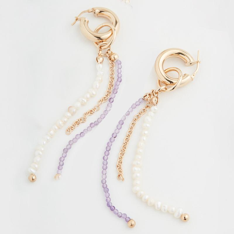 

Korean Style Female Brincos Geometric drop dangle long rich small freshwater pearl earrings for women 2020 Party Jewelry boho