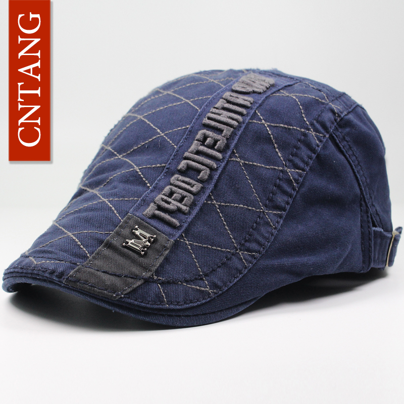 

CNTANG Fashion Spring And Autumn Vintage Beret Letter Buckle Flat Caps For Men Cotton Retro Berets Casual Visor Hat Designer Cap, Brown