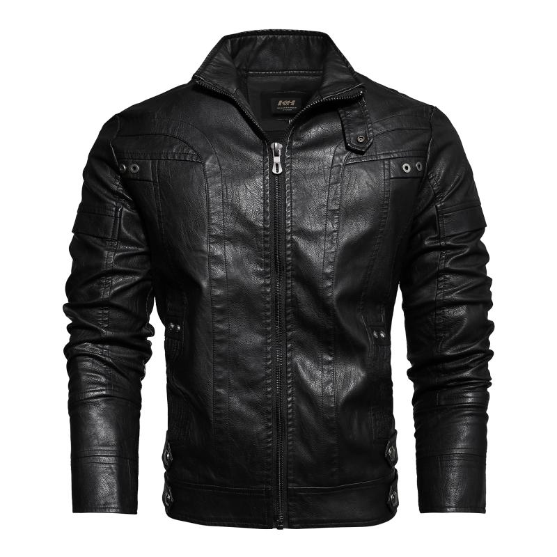 

2020 Mens Bomber Leather Fashion Jacket Fitting the Body Thick Warm Jacket, Camel