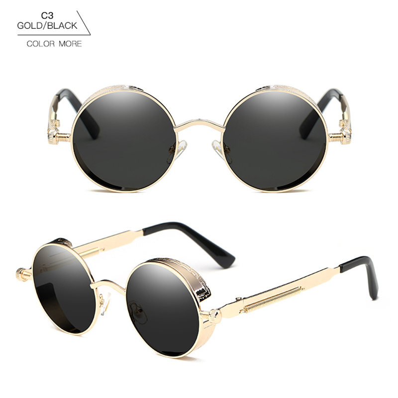 

Natuwe&Co Polarized Round Sunglasses Side Screen Men Women Night Vision Vintage Metal Glasses UV400