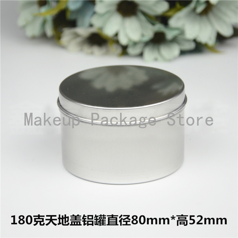 

180g 50pcs/lot Refillable empty round aluminum tin bottle Direct pressure aluminum cosmetic container box jar