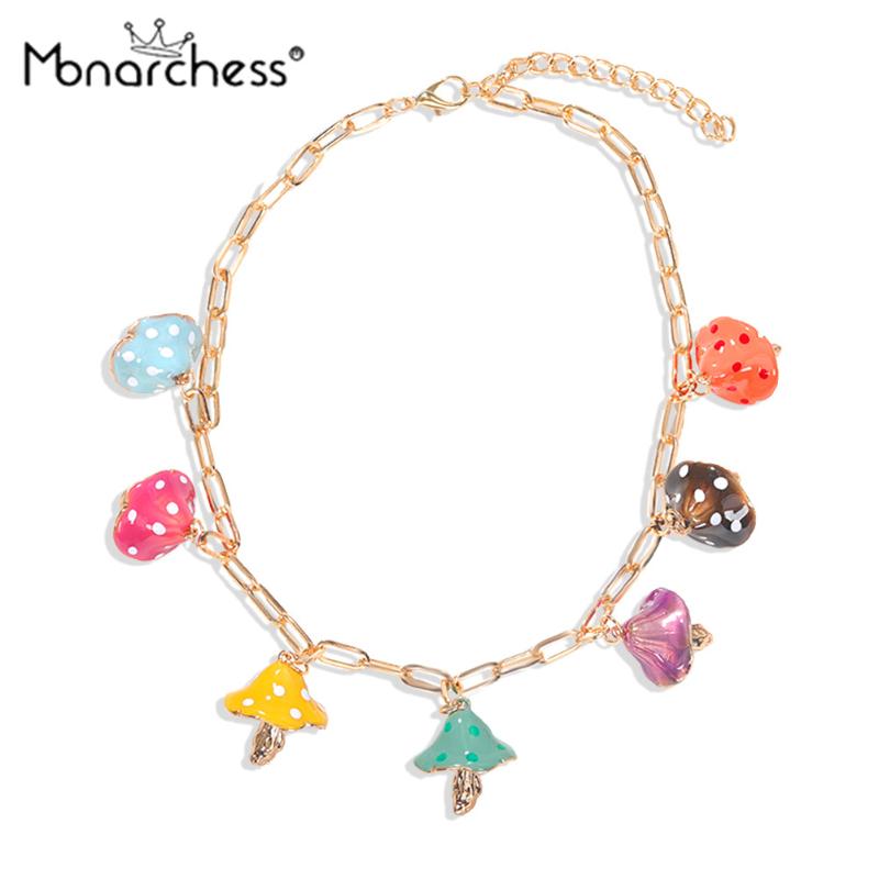 

New Small, Fresh, Sweet And Romantic Colorful Mushroom Metal Female Necklace, Birthday Party Fashion Necklace Jewelry