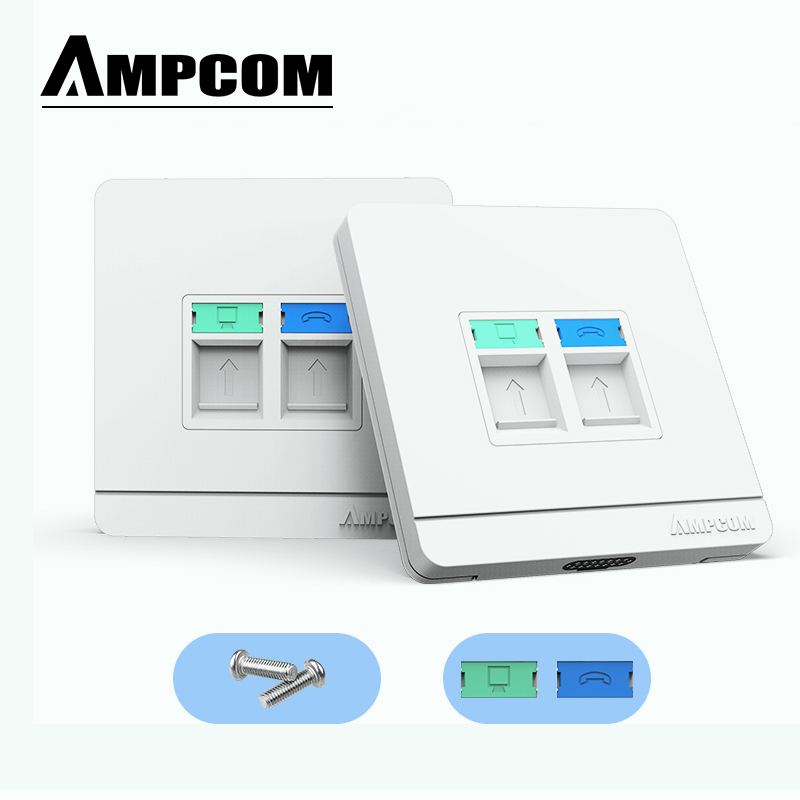 

AMPCOM RJ11 RJ45 Faceplate Wall Socket Wallplate Face plate 1-Port 2-Port 4-Port Networking Telephone Socket Outlet Mount Panel