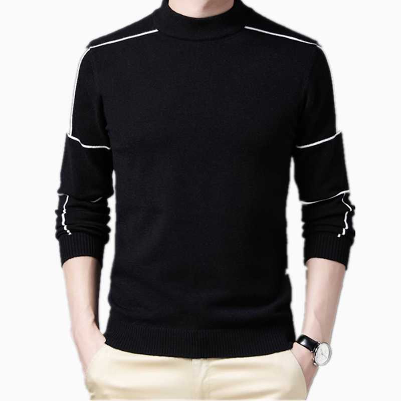 

Autumn Winter Men's New Warm Business Casual Korean Fashion Long Sleeved Sweater Clothing Casaco Masculino Erkek Giyim Wool Trui, Black