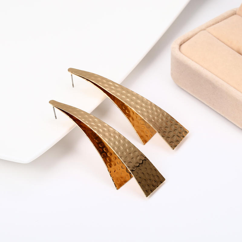 

Hoop & Huggie Women Irregular Geometric Earrings Triangle Metal Dual Layer Long Dangle Earring Ladies Costume Jewellery Vintage