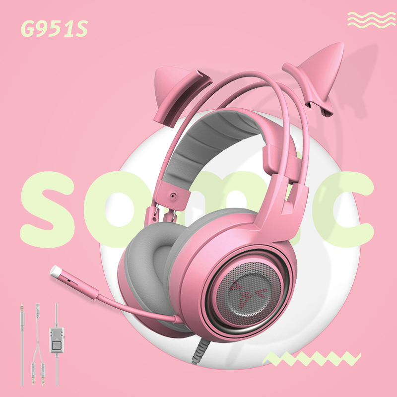

SOMIC G951S PC Gaming Headpset 3.5mm headphone DJ Deep Bass Cat Headset With Microphone for Computer Profession Gamer