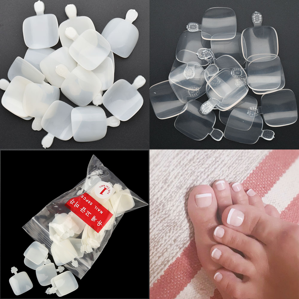 

100/504/600Pcs Artificial Acrylic Toe False Nail Tips Natural Clear Foot Fake Nails Manicure Toenails Non-trace Tips ultrathin, Red;gold