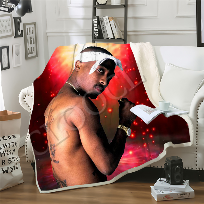 cloocl new rapper amaru shakur 2pac tupac blankets 3d print double layer sofa travel teens women men bedding throw blanket plush quilt-image-586313086