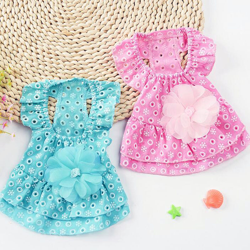 

Cotton Dog Clothes Lace Princess Dress Pet Printed Breathable Weeding Skirt Puppy Dress Clothing For Small Dogs, Pink