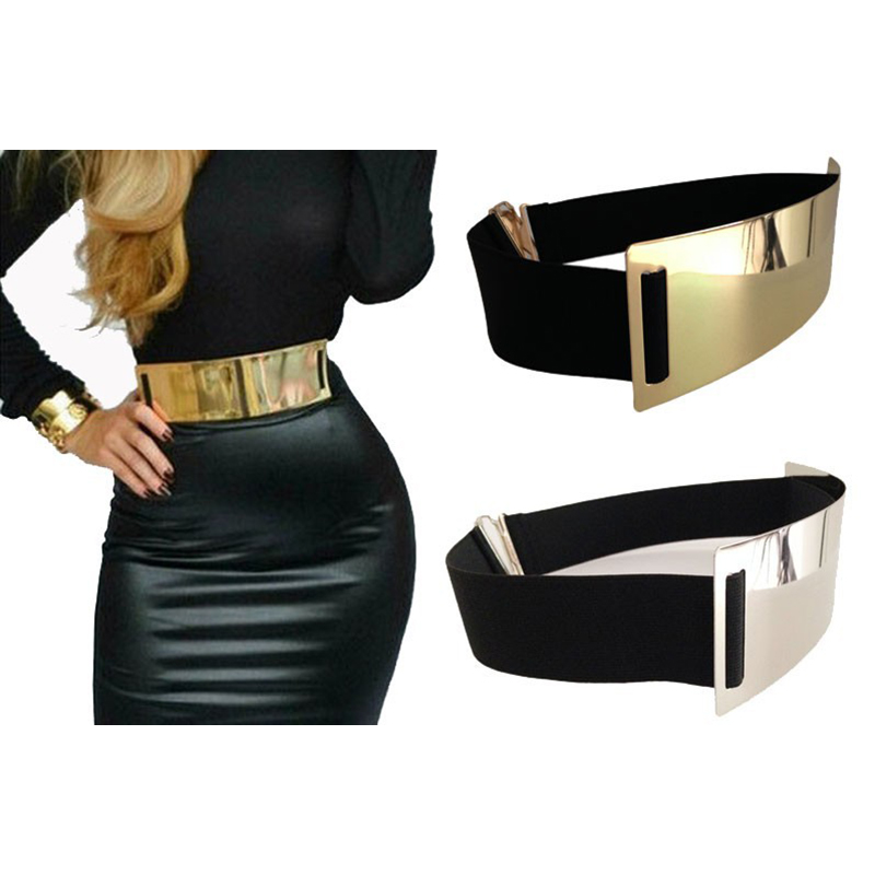 

Hot Designer Belts for Woman Gold Silver Brand Belt Classy Elastic ceinture femme 5 color belt ladies Apparel Accessory bg-004, Black