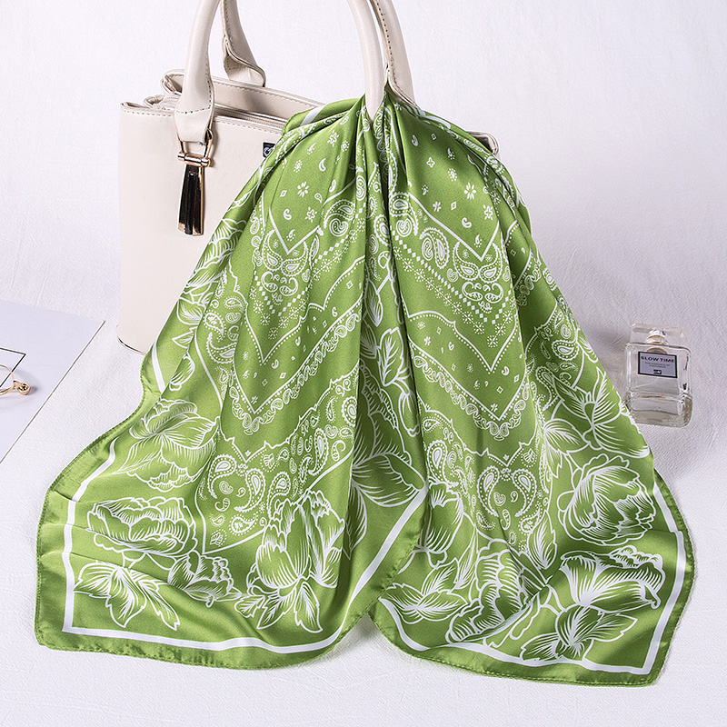 

Female Silk Square Scarves for Women Neck Wrap Hair Band Elegant Floral Print Headband Foulard Lady Handkerchief Scarf Drop ship