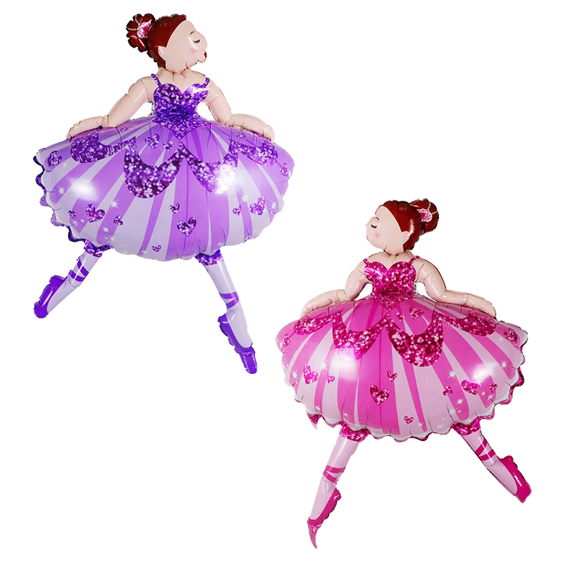 

1pc 110*80cm pink purple Ballerina Ballet Dancer Girls Foil Helium Balloons Girl's Happy Birthday Party Decorations Supplies