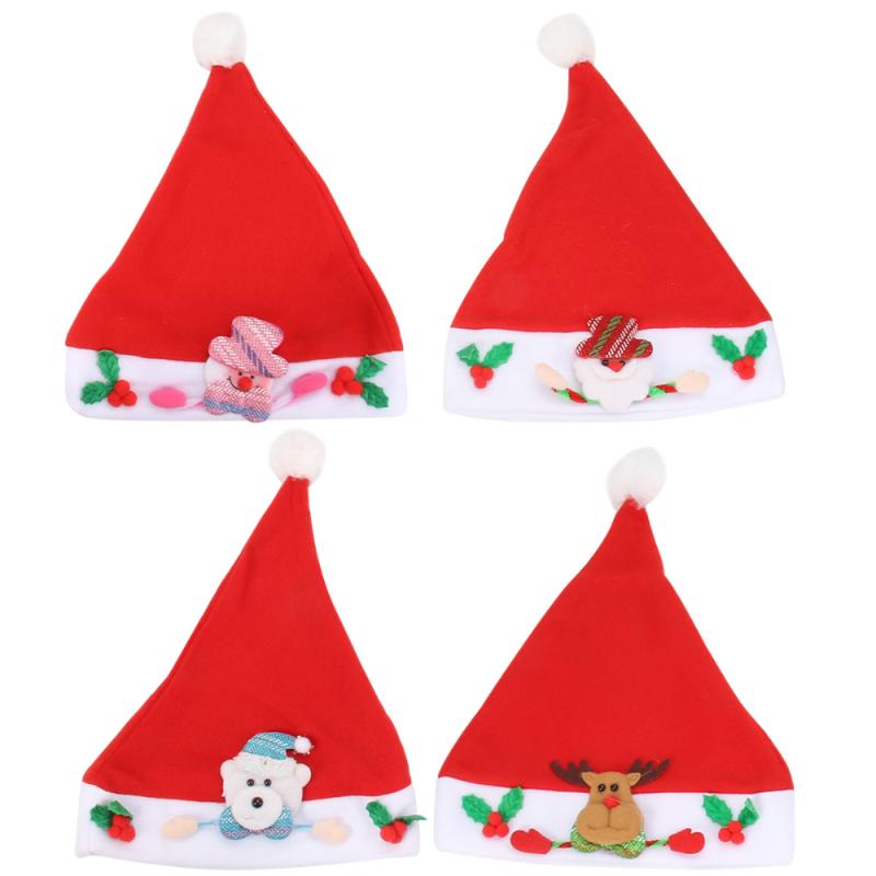 

4Pcs Kids Decorative Cap Christmas Headdress Christmas Hat Party Favors Kids Cap Cloth Hats for Decor