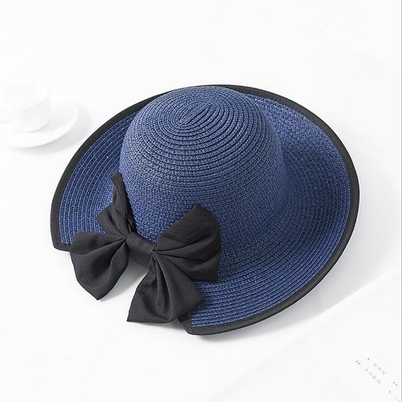 

Straw cap ladies summer lightweight breathable caps sun shade sun hat bifurcated bow sunscreen beach hats Free shipping sale, Beige
