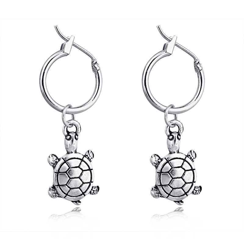 

Hoop & Huggie 1pair Unique Cute Small Tortoise Pendant Earrings For Women Chic Color Circle Ear Jewelry E563