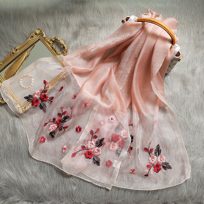 

Scarves 2021 Fashion Silk Cashmere Women Scarf Floral Embroidery Hijab Lady Foulard Shawls Wraps Soft Wool Stoles