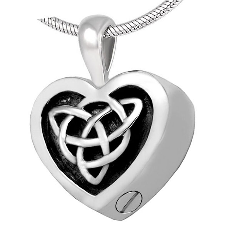 

IJD8258 Stainless Steel Cremation Pattern Black Heart Memorial Ashes Keepsake Urn Necklace Jewelry