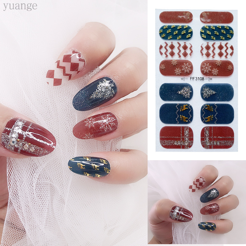 

1pcs The New 3D Imitation Diamond Nail Sticker Bronze Bronze Silver Christmas Snowflake Elk Nail Sticker, F119