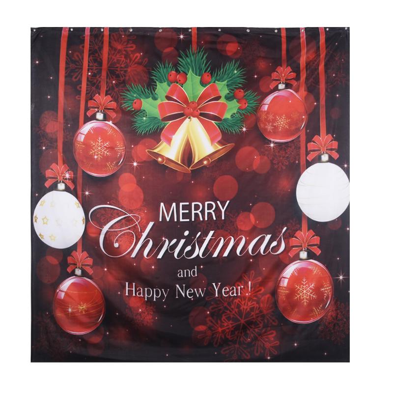 

Red Shower Curtains Christmas Bathroom Non-slip Toilet Cover Carpet Decorations