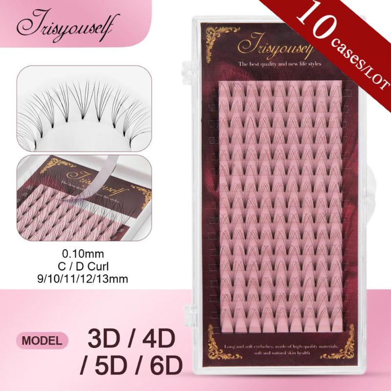 

10cases/lot 16lines 3D/4D/5D/6D False Lashes Premade Russian Volume Fans Faux Mink Premade Fan Eyelash Cilio short root
