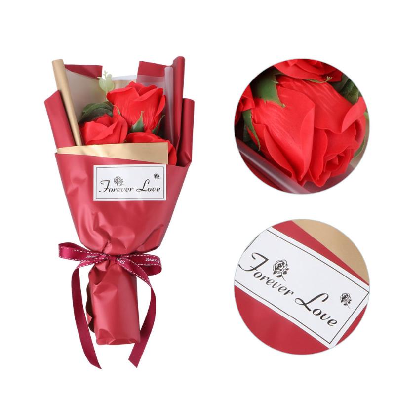 

1 Set Artificial Soap Rose Delicate Soap Flower Gift Box Artificial Rose Bouquet for Gift Valentine Gi, Red