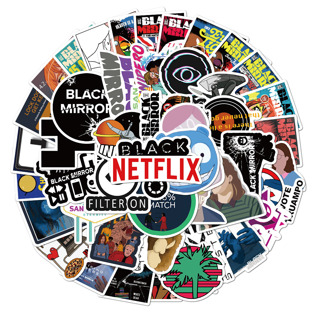 50PCS Mixed Skateboard Stickers Black Mirror For Car Laptop Fridge Helmet Stickers Pad Bicycle Bike Motorcycle PS4 Notebook Guitar Pvc Decal-image-585744413