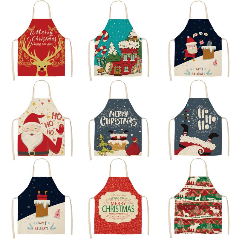 

Silstar Tex Christmas Aprons Hat Tree Deer Pattern Kitchen Apron Women For Hotel Restaurant Chef Waiter