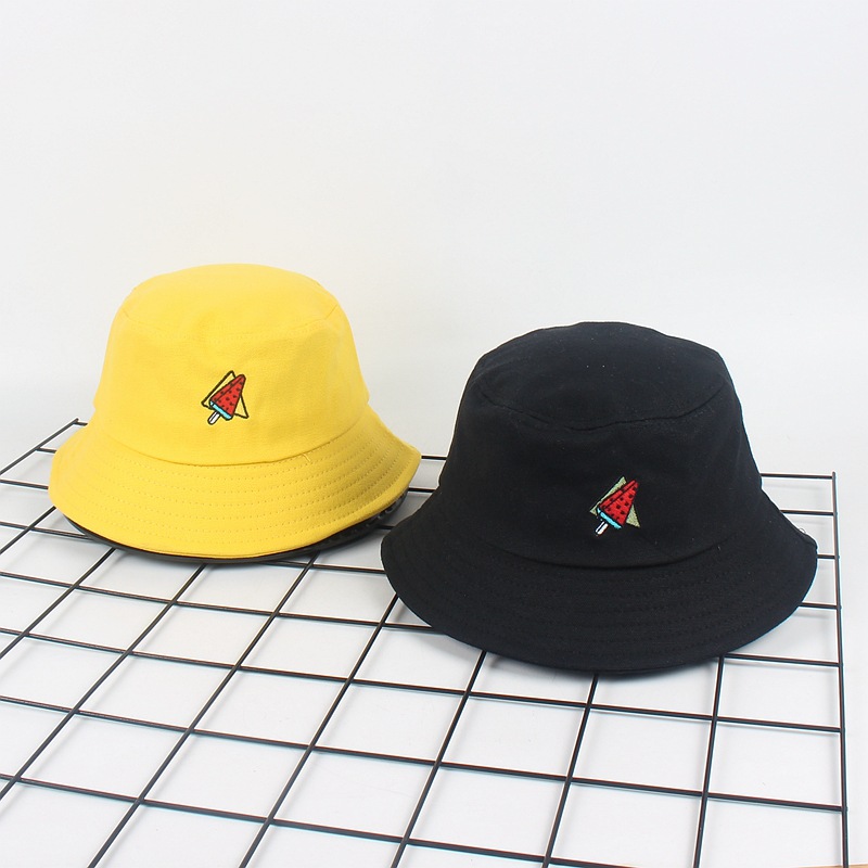 

Watermelon Embroidery Fishing Hat Cotton Solid Cotton Summer Panama Men Women Visor Bob Chapeau Lovers Sun Bucket Hat Gorras, White
