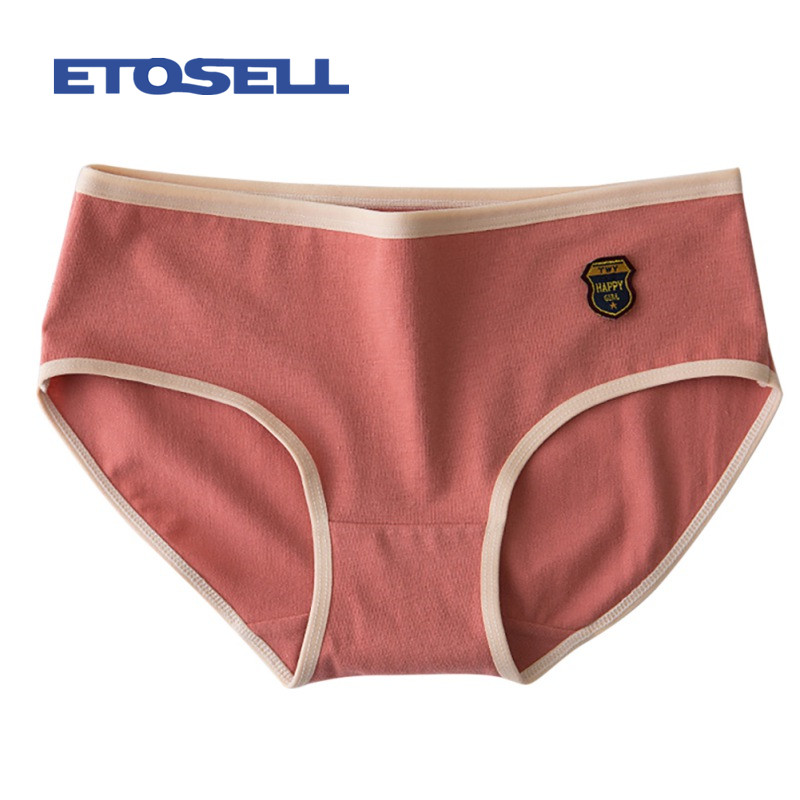 

Fashion Women Japanese Style Morandi Color Patchwork Cotton Briefs Comfortable Mid Waist Seamless Panties New