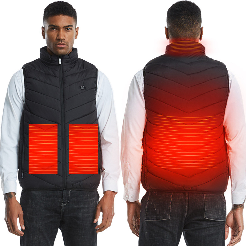 

New 4 Area Heating USB Electric Heated Vest Men/Women Winter Heating Waistcoat Super Warm Outdoor Coat Camping Hiking Jacket, 2 area red