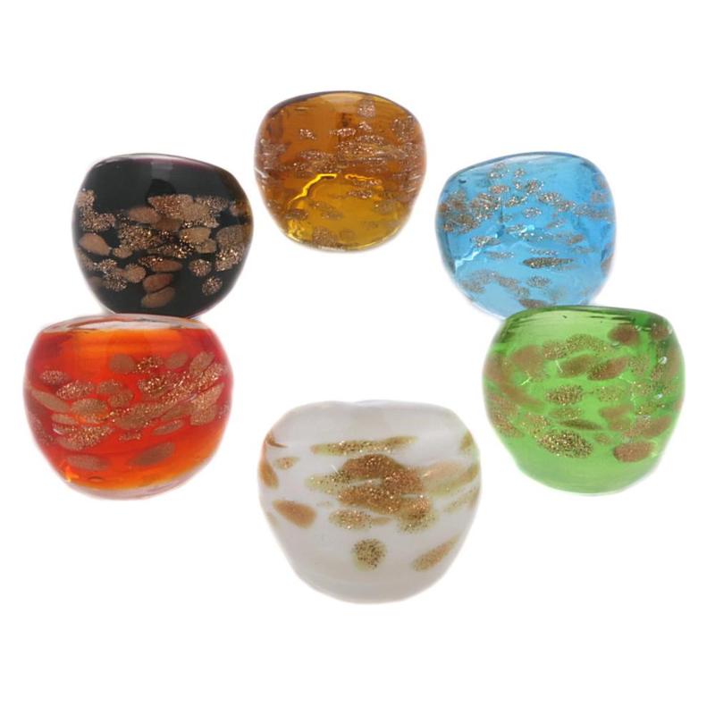 

Sands Murano speckle Way Glass Woman Ring Red Black Blue Purple Free box