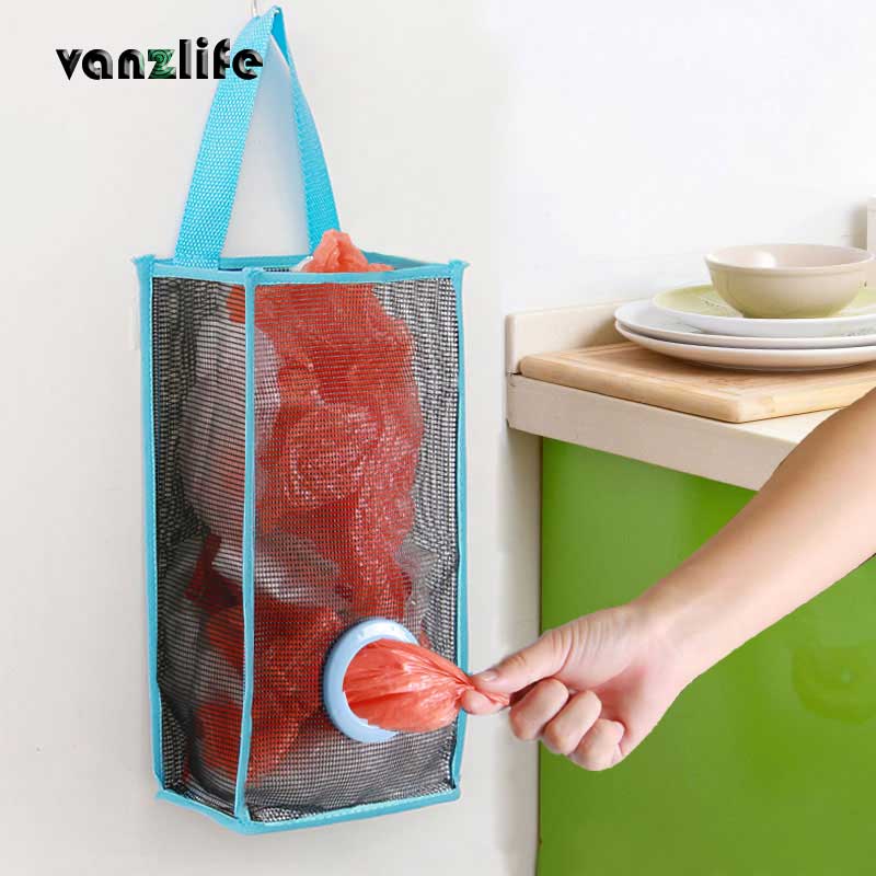 

vanzlife kitchen garbage bags hanging storage mesh bag convenient extraction storage bag organizer take in basket