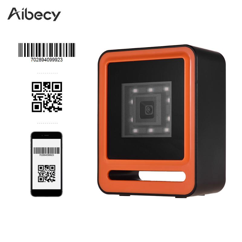 

Aibecy Hands-free USB Wired 1D 2D QR Barcoder Scanner Desktop Omnidirectional Bar Code Reader Platform with Top Trigger Button