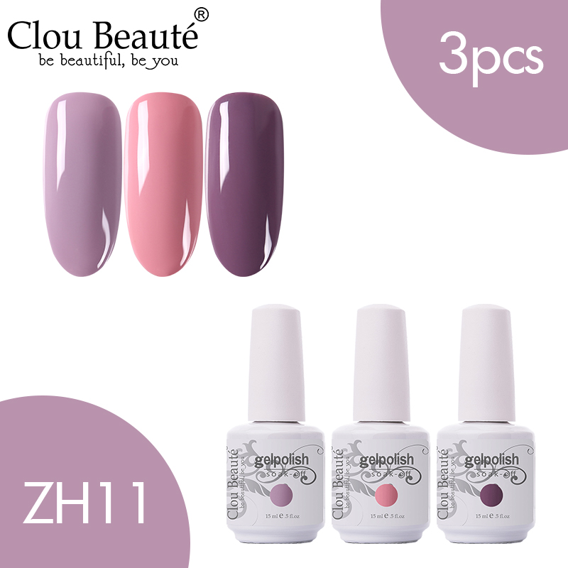 

Clou Beaute 3pcs 15ml Gel Polish Set UV LED Nail Varnish For Manicure UV Gel Nail Polish Top LED Art Hybrid Gellak, Zh02