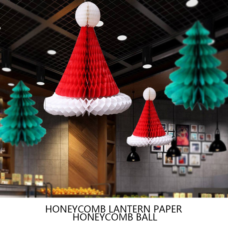 

Honeycomb christmas hat christmas tree decoration paper flower
