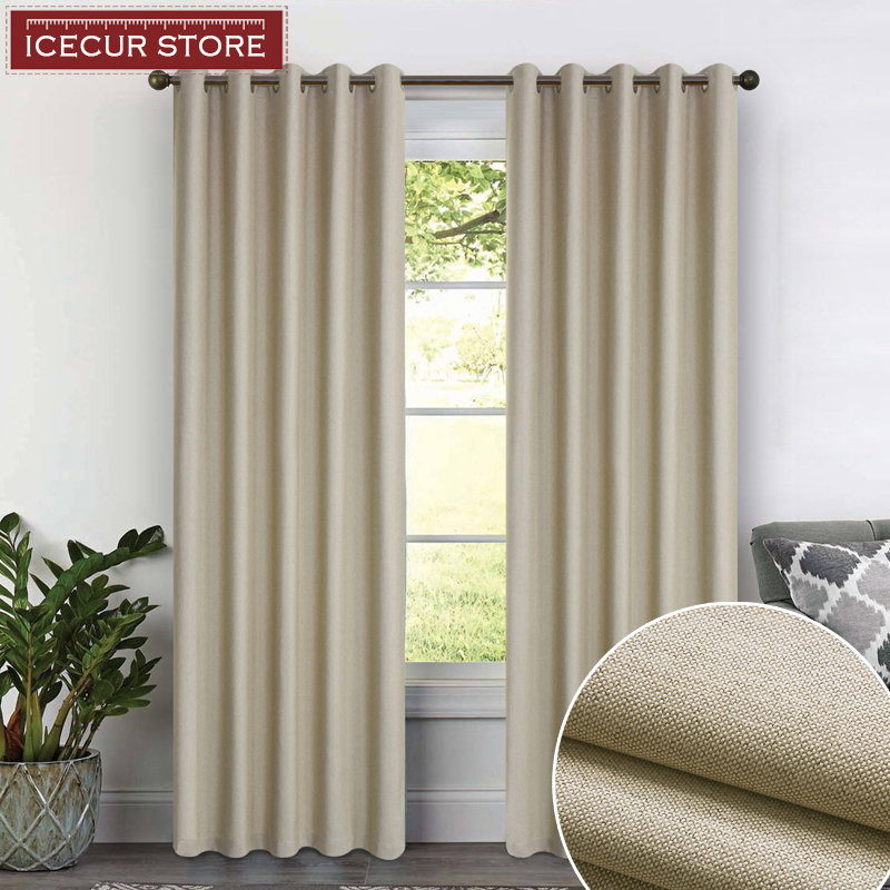 

ICECUR 3 Layers Linen Blackout Curtains for Bedroom Living Room High Shading Modern Curtains Window Blinds Drapes Custom Size, Tulle