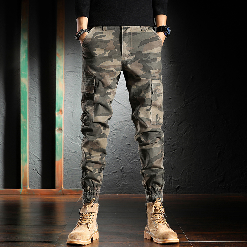 

Newly Fashion Streetwear Men Jeans Loose Fit Big Pocket Casual Cargo Pants Camouflage Hip Hop Joggers Biker Trousers, Yellow camouflage