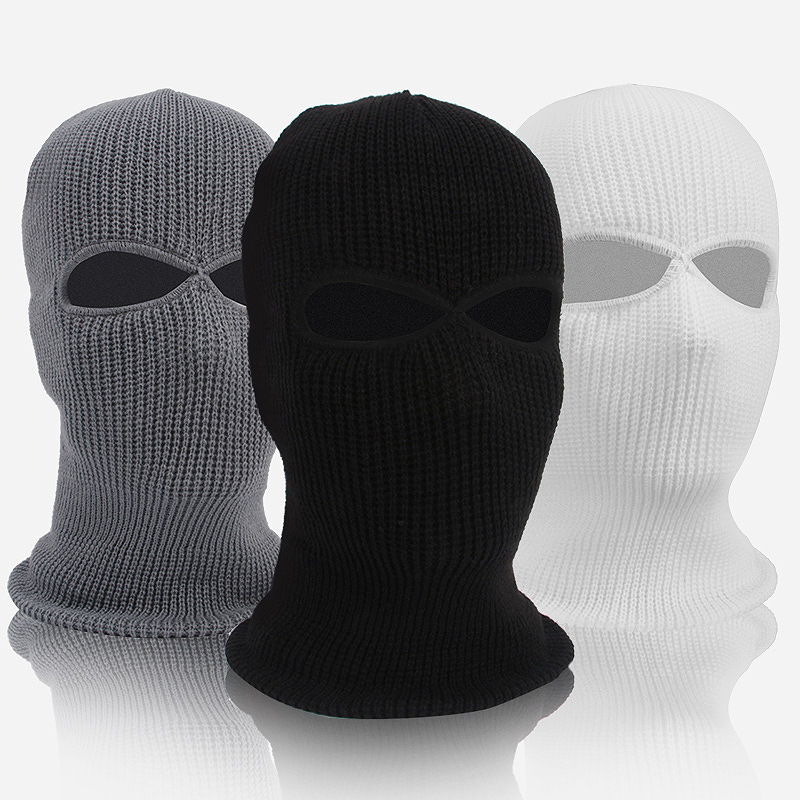 

Balaclava Hat Beanie Winter Hats For Mens Womens Cycling Skiing Full Face Mask Two Hole Covering Caps Knit Acrylic, Blue;gray